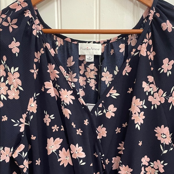 Premier Amour Navy Dress with Pink Floral Print NWT - Picture 4 of 9